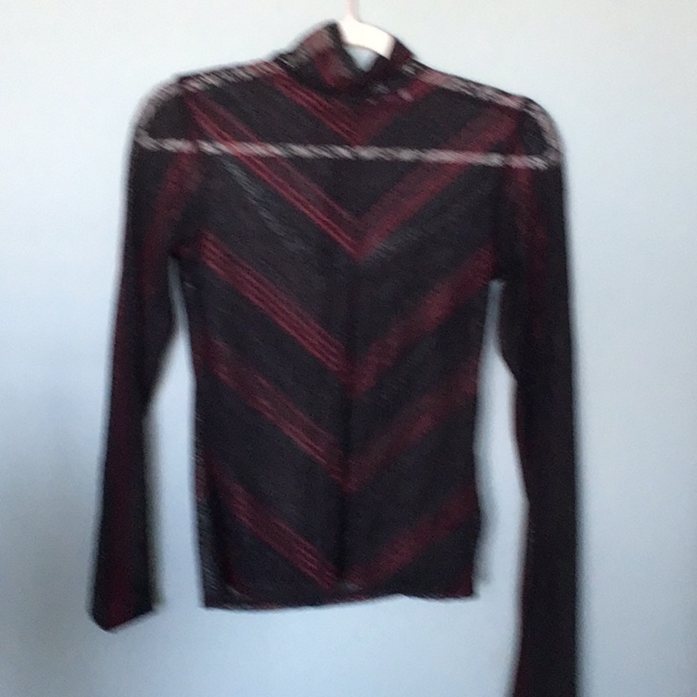 Black and Red Fitted Mandarin Collar Blouse